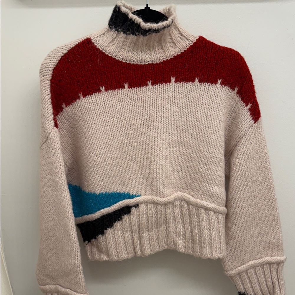 Zara Colorblock Turtleneck Sweater